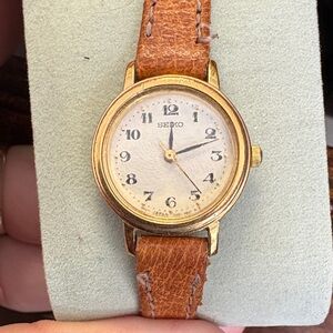 Seiko Gold Watch with Brown Strap